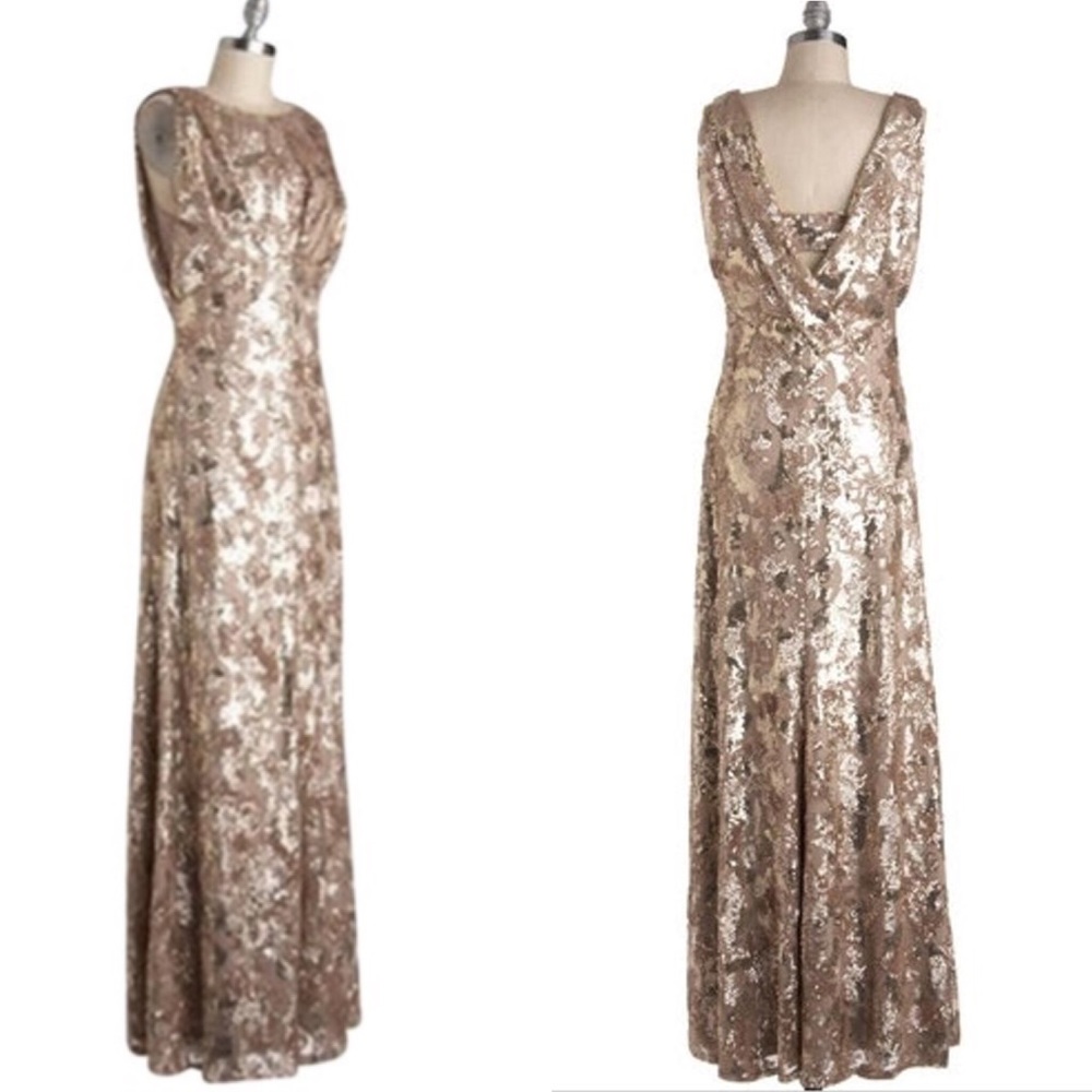 Jessica Simpson Champagne Beaded Gown